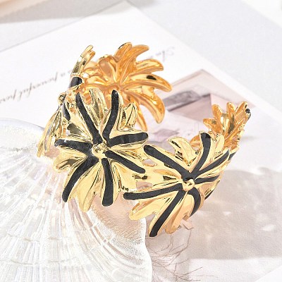 304 Stainless Steel Enamel Cuff Bangles for Women SA-CBAFD7D-02G-1