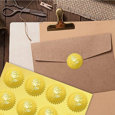 34 Sheets Self Adhesive Gold Foil Embossed Stickers DIY-WH0509-050-1