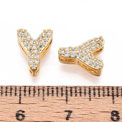 Brass Micro Pave Clear Cubic Zirconia Beads KK-T071-17G-Y-1