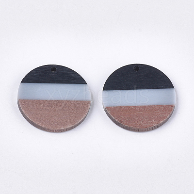 Tri-color Resin & Walnut Wood Pendants RESI-S358-78B-1