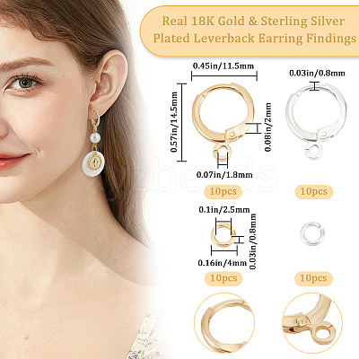 20Pcs 2 Color Brass Leverback Earring Findings KK-BBC0013-63-1