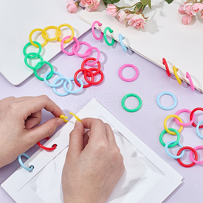 250Pcs 5 Colors Plastic Loose Leaf Book Binder Rings KY-OC0001-49-1
