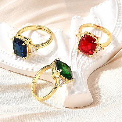 Brass Micro Pave Cubic Zirconia Finger Rings for Women RJEW-F181-11G-1