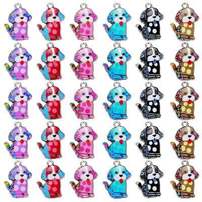30Pcs 6 Colors Alloy Enamel Pandants ENAM-SZ0004-18-1