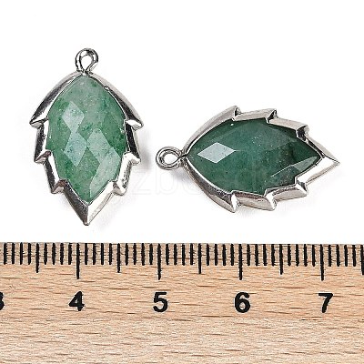 Natural Green Strawberry Quartz Faceted Leaf Pendants G-I375-04P-15-1