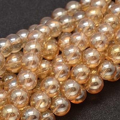 Full Rainbow Plated Round Glass Beads Strands X-EGLA-I001-10mm-01-1