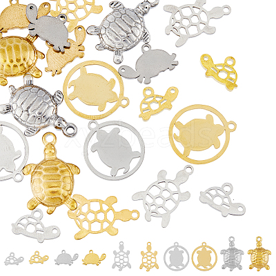 20Pcs 10 Style 201 & 304 Stainless Steel Pendants STAS-HY0001-15-1