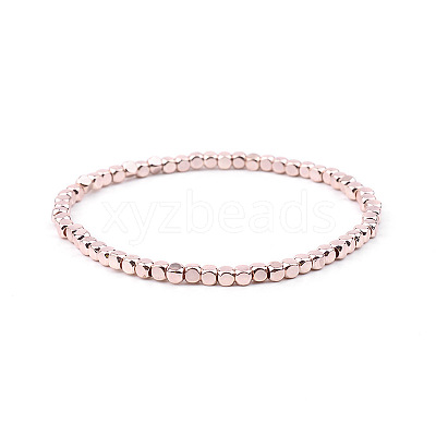Gold-tone Miyuki Elastic Crystal Beaded Bracelet with Acrylic Tube Beads ST8144719-1