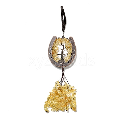 Natural Yellow Quartz Chip Tree of Life Pendants Decoration G-F733-06D-1