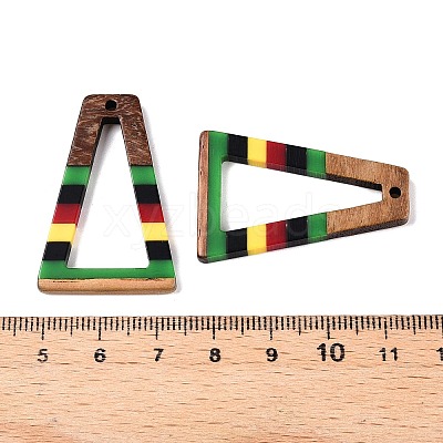 Jamaican Colour Epoxy Resin & Walnut Wood Pendants RESI-N039-122J-1
