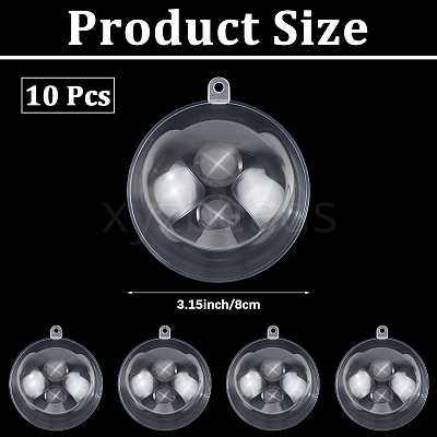 10Pcs Transparency Acrylic Christmas Balls Pendants DIY-CP0013-38B-1