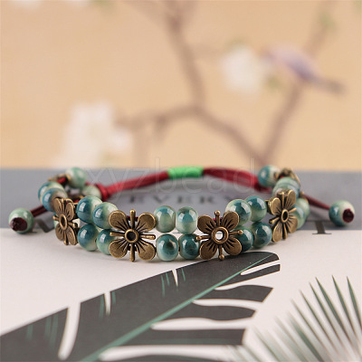 Alloy & Handmade Porcelain Bead Braided Bead Bracelets for Women FS-WGAE4F4-01-1
