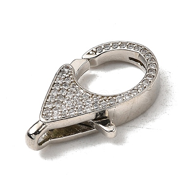 Brass Clear Cubic Zirconia Lobster Claw Clasps KK-Z078-49C-P-1