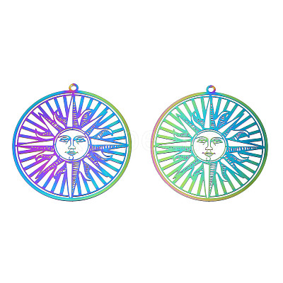 Ion Plating(IP) 201 Stainless Steel Filigree Big Pendants LS-STAS-S118-079-1