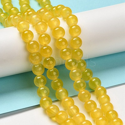 Baking Paint Imitation Jade Glass Round Bead Strands X-DGLA-Q021-8mm-30-1