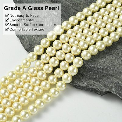 Eco-Friendly Glass Pearl Beads Strands HY-A008-8mm-RB003-1