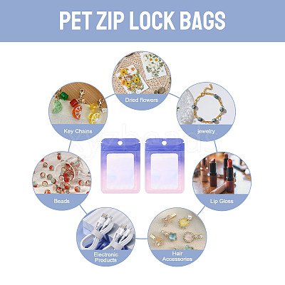 60Pcs Rectangle Glitter Holographic Plastic Resealable Packaging Bags ABAG-TA0001-97A-01-1