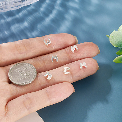 6Pcs 925 Sterling Silver Hollow Initial Beads STER-TA0001-53M-1