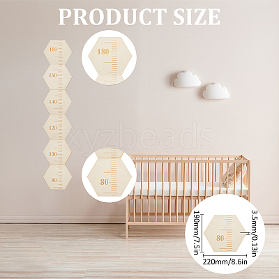 Hexagon Wood Measuring Growth Chart Rulers TOOL-WH0136-124B-1