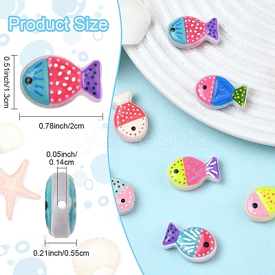 8Pcs 8 Colors Painted Glass Beads LAMP-YW0004-07-1