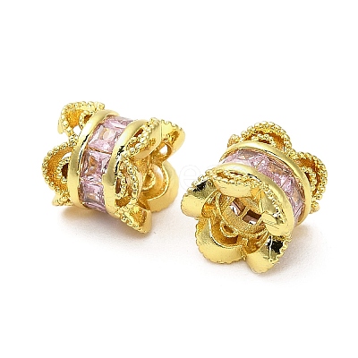 Brass Micro Pave Cubic Zirconia Beads KK-B142-06G-01-1