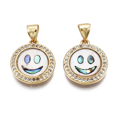 Brass Micro Pave Clear Cubic Zirconia Pendants X-KK-Q769-024-NF-1