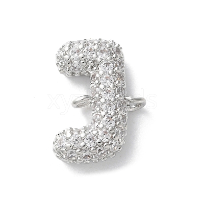 Brass Micro Pave Cubic Zirconia Letter Links KK-I717-04J-P-1