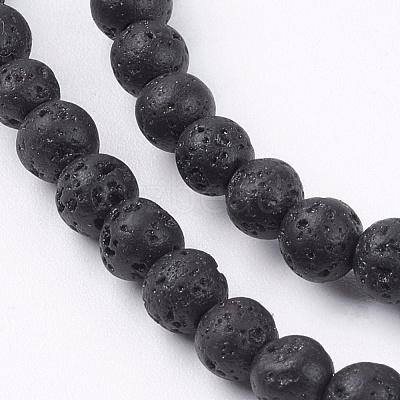 Natural Lava Rock Bead Strands G-R193-18-4mm-1