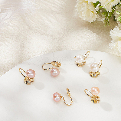 3 Pairs 3 Colors ABS Imitation Pearl Cuff Earrings EJEW-AN0004-65-1