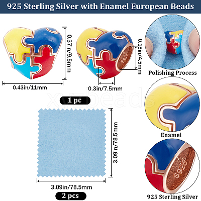 1Pc 925 Sterling Silver European Beads STER-BBC0005-76-1