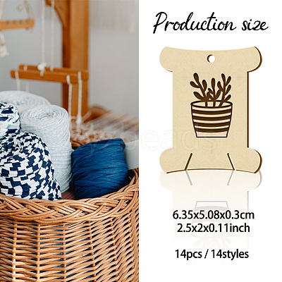 14Pcs 14 Style Plywood Thread Winding Boards WOOD-WH0060-03-1