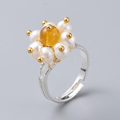 Adjustable Natural Citrine Finger Rings RJEW-JR00291-05-1