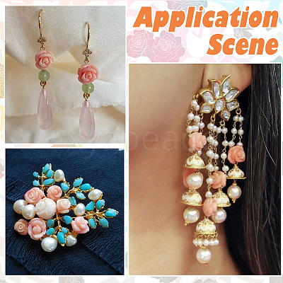 100Pcs 5 Colors Synthetic Coral Carved Beads CORA-SP0001-14-1