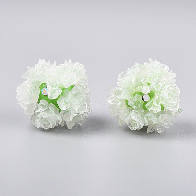 Polymer Clay Rhinestone Beads with Embossed Resin Roses RESI-T059-01A-05-1