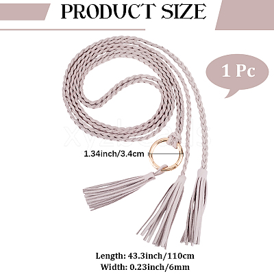 Handmade Imitation Leather Braided Rope Tie Belts AJEW-WH20006-398D-1