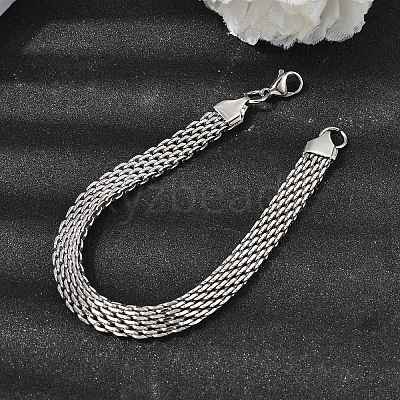 201 Stainless Steel Link Chain Bracelets for Women Men STAS-T077-20P-02-1