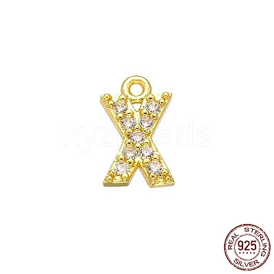 Real 18K Gold Plated 925 Sterling Silver Micro Pave Clear Cubic Zirconia Charms STER-P054-10G-X-1