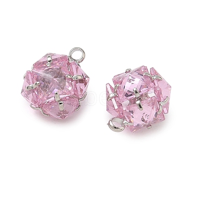 Brass Pave Pink Cubic Zirconia Charms CU-CBAD360-08P-03-1