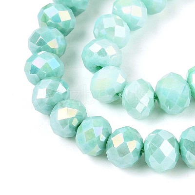 Anti-Tarnish Electroplate Rondelle Glass Beads Strands EGLA-T021-8mm-17-04-1