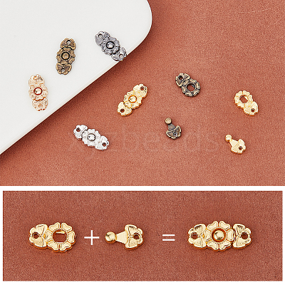80 Sets 5 Colors Flower Alloy Snap Lock Clasps FIND-NB0004-03-1