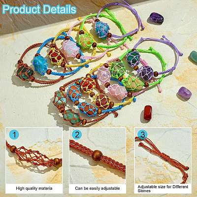 12Pcs Adjustable Braided Nylon Cord Macrame Pouch Bracelet Making AJEW-SW00010-06-1