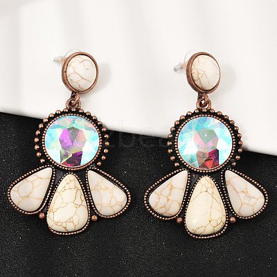 Alloy Synthetic Turquoise Dangle Stud Earrings LS-EJEW-U053-04A-R-1