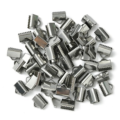 304 Stainless Steel Ribbon Crimp Ends STAS-YW0001-78B-1