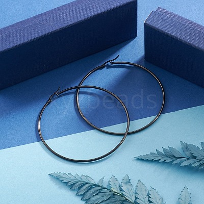 304 Stainless Steel Big Hoop Earrings EJEW-F105-02B-1