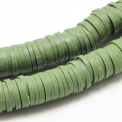 Flat Round Handmade Polymer Clay Beads CLAY-R067-8.0mm-43-1