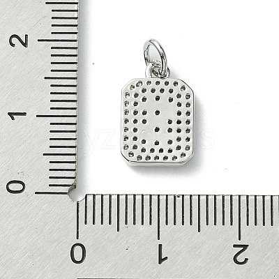 Rack Plating Brass Micro Pave Clear Cubic Zirconia Charms KK-G501-01S-P-1
