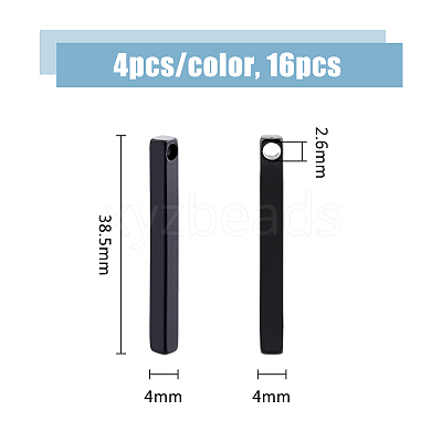16Pcs 4 Colors 201 Stainless Steel Pendants STAS-DC0015-98-1