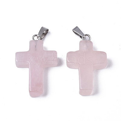 Natural Rose Quartz Pendants G-J354-09A-1