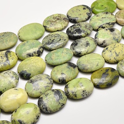 Natural Serpentine Oval Beads Strands G-F199-01-22x30mm-1