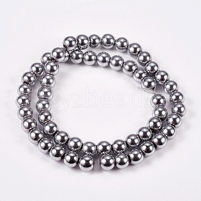 Electroplate Non-magnetic Synthetic Hematite Beads Strands G-J169A-8mm-02-1